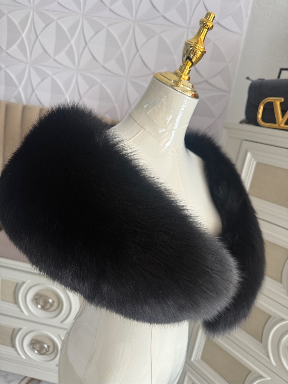 Real black fox fur wrap